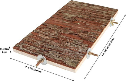 13.6 _ 7.9 inch Large Bird Perch Stand Platform, Natural Wooden Small Animals Cage Accessories, Rectangle Stand Perch Shelf for Parrot Parakeet Cockatiel Rat Hamster Guinea Pig Conures Chinchillas