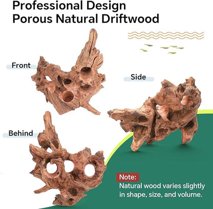 Driftwood for Aquarium Natural Aquarium Wood for Aquascaping Fish Tank Decorations Reptile Tank Decor (Porous Natural Driftwood 10-16“)