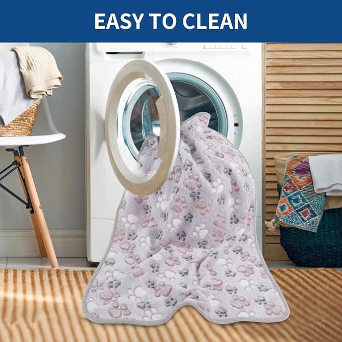 BVAGSS 6 Pack Small Dog Blanket, Super Soft Warm Pet Cover Blankets, Paw Print Puppy Fleece Flannel Blanket for Small Medium Dogs and Cats MW003