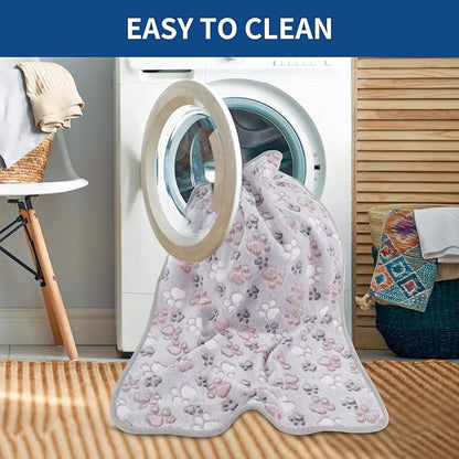 BVAGSS 6 Pack Small Dog Blanket, Super Soft Warm Pet Cover Blankets, Paw Print Puppy Fleece Flannel Blanket for Small Medium Dogs and Cats MW003