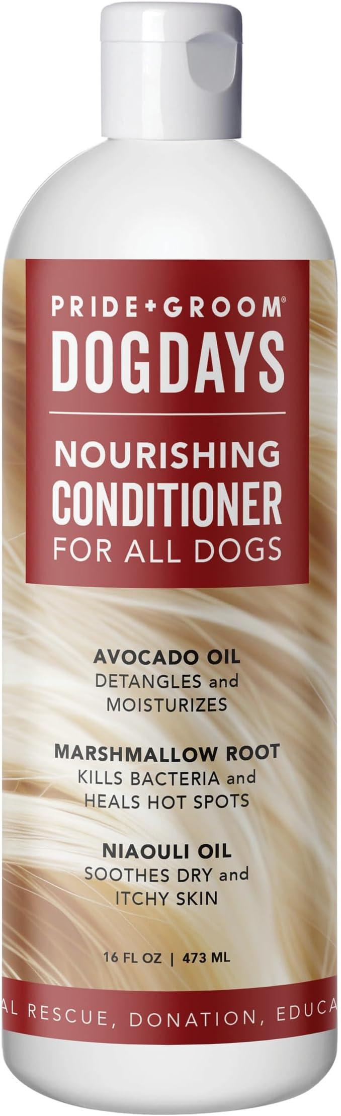 Pride and Groom DogDays Nourishing Dog Conditioner | Tearless, Hypoallergenic Formula for Allergies, Itching & Dry Skin | Natural Detangler for Dogs | Extends Life of Dog Groom | 16 oz