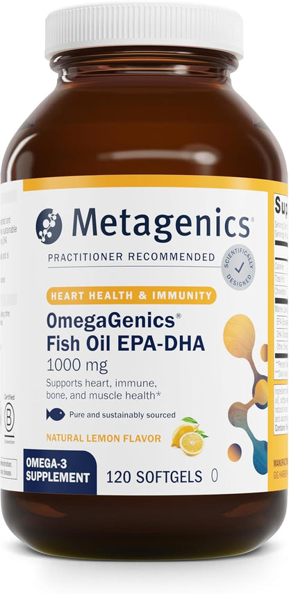 Metagenics OmegaGenics EPA-DHA 1000 mg - High Potency Omega-3 Fish Oil Supplement for Heart, Brain & Joint Health* - Sustainably Sourced - 120 Softgels