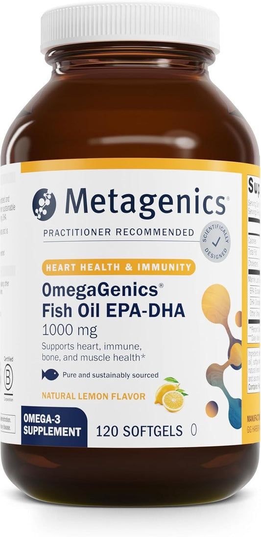 Metagenics OmegaGenics EPA-DHA 1000 mg - High Potency Omega-3 Fish Oil Supplement for Heart, Brain & Joint Health* - Sustainably Sourced - 120 Softgels