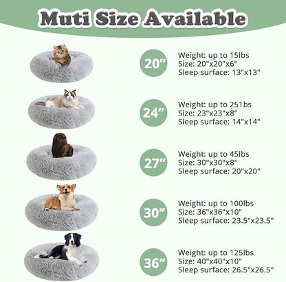 JOLLYVOGUE Dog Beds, Calming Large Dog Bed, Anti-Anxiety Dog Beds Large Sized Dog, Fluffy Donut Dog Bed, Cozy Dog Cat Cushion Bed for Medium Large Dogs (27"/30"/36")
