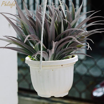 6Pcs Artificial Grass Fake Plants 17.3in Outdoor Plants UV Resistant Faux Greenery Stems Fake Grass for Home Window Garden Office Patio Pathway Front Porch Halloween Décor Green & Black