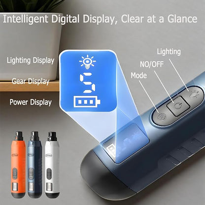 Dog Nail Trimmers, 5-Speed Professional Quiet Electric Dog Nail Grinder with 2 LED Lights, 2 Grinding Wheels, Type-C Rechargeable for Medium Small Large Dogs and Cat (Blue)