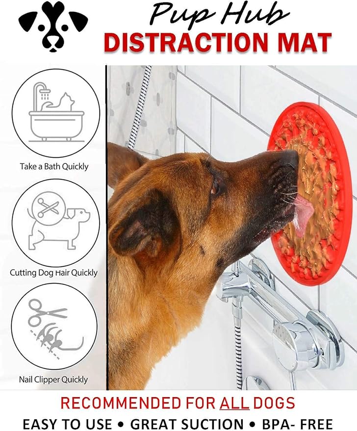 Dog Nail Clipper, Nail Trimmer/Dog Licking Mat, Distraction Device/Dog Bathing Brush, Soothing Massager - Dog Grooming Set for Excited and Anxious Dogs Bath Time
