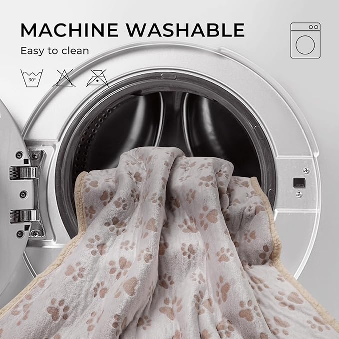 Luciphia Waterproof Pet Blankets for Couch Sofa Bed Cover Liquid Pee Proof Washable Soft Fluffy Large Dog Blanket Reversible Furniture Protection Heart Paw Khaki X-Largeï¼85" x 57"ï¼