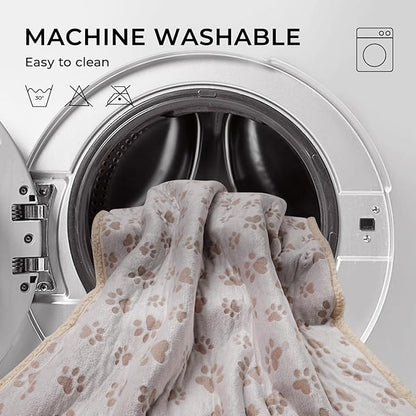 Luciphia Waterproof Pet Blankets for Couch Sofa Bed Cover Liquid Pee Proof Washable Soft Fluffy Large Dog Blanket Reversible Furniture Protection Heart Paw Khaki Largeï¼65" x 57"ï¼