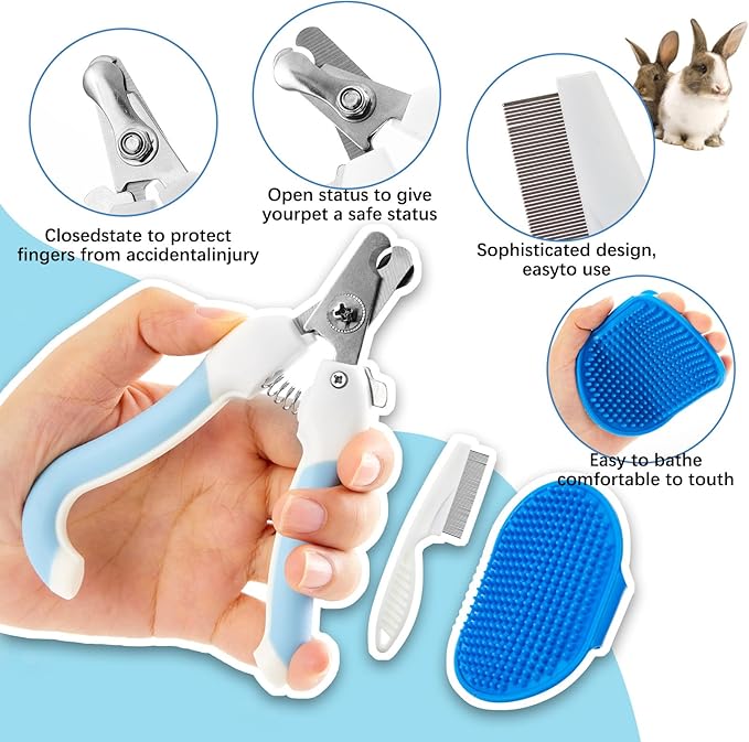 16 Pcs Rabbit Playpen Starter Kit, 47.2" x 47.2" x 15" Waterproof Cage Tent with Ground Nails, Storage Bag, Food Water Bowls, Grooming Tools, Grass Rugs for Bunny, Guinea Pigs, Small Animals