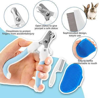 16 Pcs Rabbit Playpen Starter Kit, 47.2" x 47.2" x 15" Waterproof Cage Tent with Ground Nails, Storage Bag, Food Water Bowls, Grooming Tools, Grass Rugs for Bunny, Guinea Pigs, Small Animals