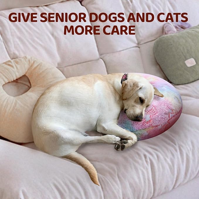 Dog Calming Pillow, Glow in The Dark Dog Throw Pillow, Soft J-Shaped Pillow for Cat & Dog, Machine Washable Pet Calming Toy for Joint Relief Sleeping Improve-M