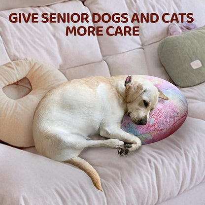 Dog Calming Pillow, Glow in The Dark Dog Throw Pillow, Soft J-Shaped Pillow for Cat & Dog, Machine Washable Pet Calming Toy for Joint Relief Sleeping Improve-M