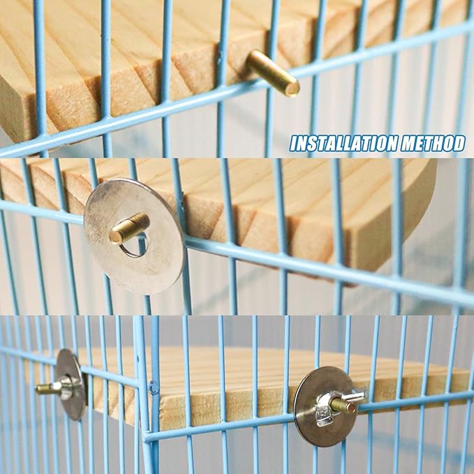 2 Pack Bird Perch Platform, Parrot Stand Sector Playground Wood Perch Stand Toy Cage Accessories Exercise Toy for Parakeet Conure Cockatiel Budgie Gerbil Rat Mouse Chinchilla Hamster(Set 3)