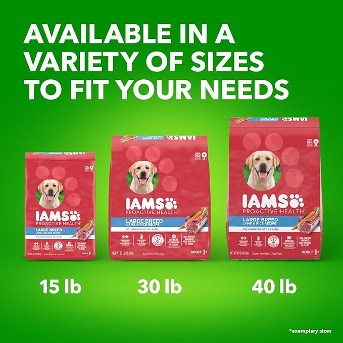 IAMS Large Breed Adult Dry Dog Food Lamb & Rice Recipe, 30 lb. Bag