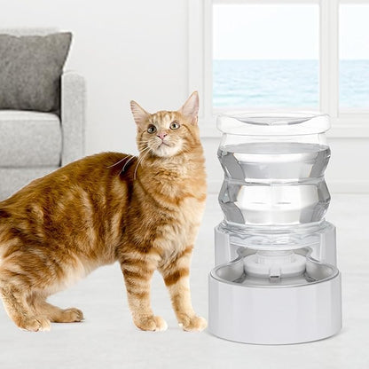 RIZZARI Pet Water Bowl Dispenser: 4L Automatic Stainless Steel Gravity Feeder - Large Capacity for 8-20 LB Cats and Dogs with Joint Spine Pain - for Kitchen Bedroom