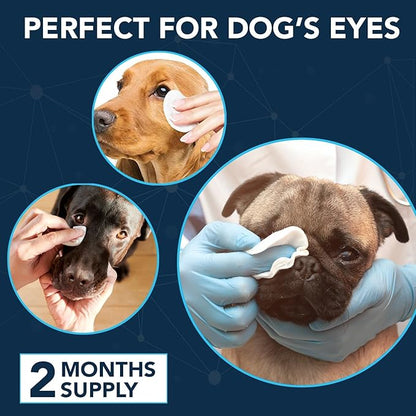 NOVEHA Dog Eye Wipes - Plant-Based Eye Wipes for Dogs - Formulated to Remove Eye Debris, Tear Stains & Eye Discharge - Safe, Convenient, and Large Unscented Wipes (300 Counts)