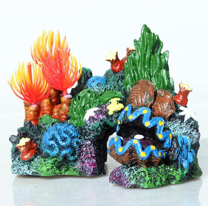 Fish Tank Decoration - Coral Aquarium Decoration Simulation - Fighting Fish Dodge Cave Betalie Fish Colorful Coral Mountain (Small)