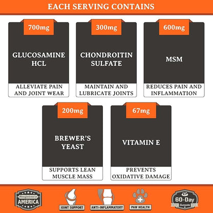 Free Range Joint Health Enhancer Supplement Powder for Dogs by Alpha Dog Nutrition - Premium Dog Arthritis Vitamins to Care for Joints - Contains Glucosamine, Chondroitin, MSM, Vitamin E, & More
