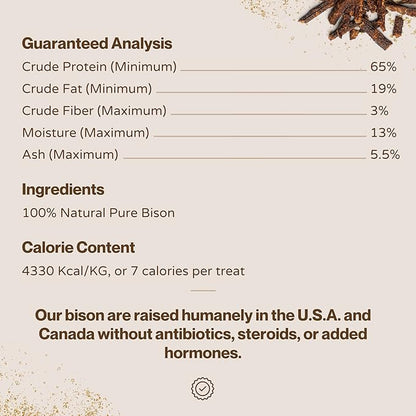 Bison Bits: Pure Bison Dog Treats - All Natural Treats for Dogs. Vet Approved, Limited Ingredient, Grain Free, Healthy & Nutritious Treats for Dogs (Bison, 8oz)