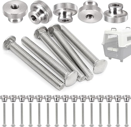 20 Sets Pet Carrier Replacement Fasteners Set - Heavy Duty Stainless Steel Bolts and Nuts for Kennel and Carrier - Includes 20pcs M6 Bolts and Nuts - Dog and Cat Carrier Replacement Parts