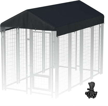 8' x 4' Replaceable Dog Kennel Cover 420D Heavy Duty Waterproof Dog Kennel Canopy Cover - Black (Includes cover only)