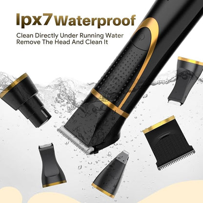 Small Dog Grooming Kit, 4 in 1 Electric Cordless Dog Paw Trimmer with Nail Grinder, Low Noise Dog Nail Trimmers, IPX7 Waterproof Small Dog Grooming Clippers for Paws, Ears, Face, Hip Hairl