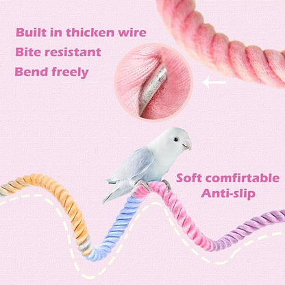 Rope Perches for Bird Cages, Parrot Rope Perch for Cockatiels & Parakeets, Bird Cage Accessories(4pcs)