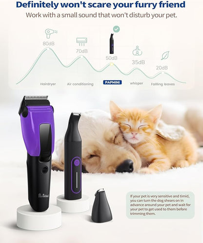 3 in 1 Dog Grooming Kit for Heavy Thick Hair&Coats, Low Noise Dog Clippers for Grooming, Rechargeable Cordless Pet Shaver with Storage Box, Dog Paw Trimmer for Small and Large Dogs Cats