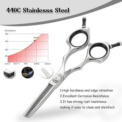 Dog Grooming Scissors 5 inch Small Thinning Scissors Super Light Professional 440C Stainless Steel Pet Shears for Trimming Face and Paws Nose Ear Easy Use.