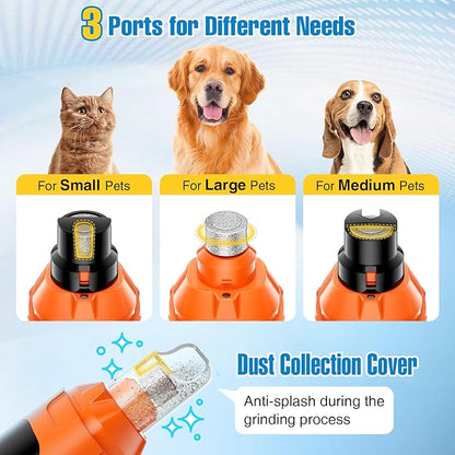 Dog Nail Grinder, 6-Speed Quiet Electric Dog Nail Trimmers, Dog Nail Clippers with File for Small Medium Large Dogs, Cats, Rechargeable Pet Paw Grooming Supplies Kit, 2 Grinding Wheels (Orange)