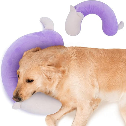 Pet Pillow, Dog Neck Pillow,Dog Pillows for Medium Dogs,Calming Pillow for Dogs, Soft Cat Pillow,Improve Relief Dog Sleeping Pillow,Machine Washable Pet U-Shaped Pillow,Purple,L