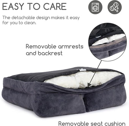 Hollypet Fluffy Plush Pet Sofa Soft Calming Pet Sofa Beds for Medium and Large Dogs, L, Gray