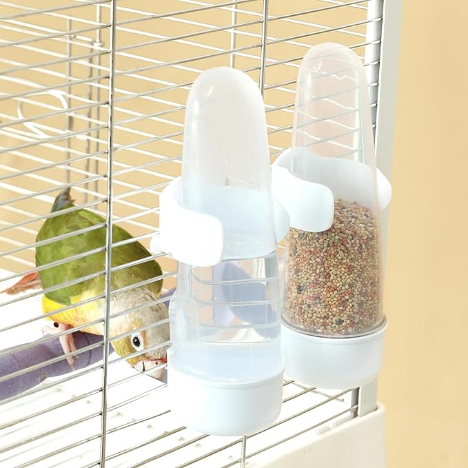 Bird Feeder Automatic Bird Water Dispenser Set for Cage No Mess Parakeet Cage Water Dispenser PP Material, 200ml/6.8fl oz (2PCS)
