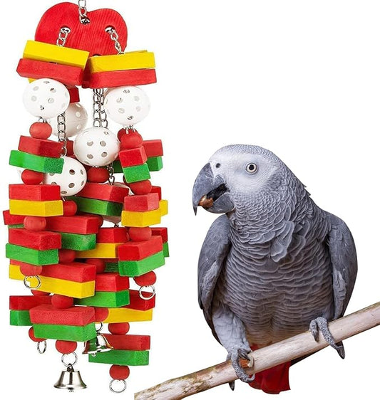 Nature Wood Bird Chewing Toys for Small and Medium Birds - Best for African Grey, Parakeets, Amazon Parrots, Finch, Budgie, Cockatiels, Conures and Love Birds