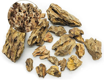 Dragon Stone Aquarium Scenic Stone Natural Porous Stone 2-10 Inch for Freshwater Tanks, Water Pours, Fish Tank Decoration (20lbs)