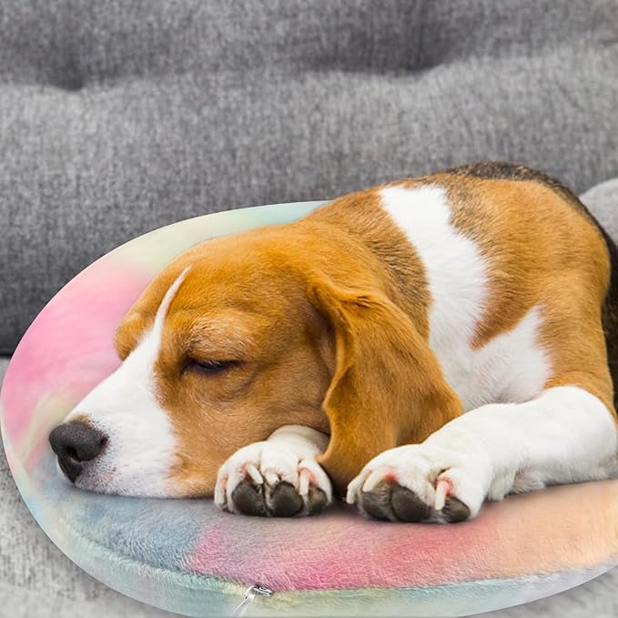 Dog Pillow, U-Shaped Dog Calming Pillow for Pet, Soft Dog Neck Pillow Machine Washable Dog Bed Pillow for Dog and Cat Enhance Sleep Quality(Tie-dye Pink Blue, Medium)