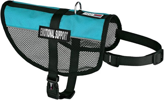 Dogline 17"-21" MaxAire Mesh Vest for Dogs and 2 Removable Emotional Support Patches, Medium, Turquoise