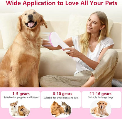 IDEALHOUSE Dog Hair Vacuum and Grooming Kit, 2L Dust Cup with 5 Grooming Tools, High Suction Power for Shedding Pet Hair, Low Noise for Stress-Free Grooming, Home Cleaning, White and Cherry Blossom