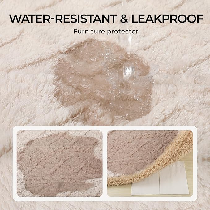 Waterproof Pet Blanket, Liquid Pee Proof Dog Blankets for Sofa Bed Couch, Reversible Sherpa Fleece Furniture Protector Cover for Small Medium Large Dogs Cats,Beige-Thicken Mediumï¼57" x 40"ï¼