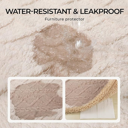 Waterproof Pet Blanket, Liquid Pee Proof Dog Blankets for Sofa Bed Couch, Reversible Sherpa Fleece Furniture Protector Cover for Small Medium Large Dogs Cats,Beige-Thicken Smallï¼40" x 28"ï¼