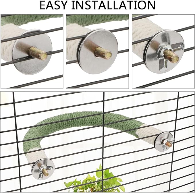 Hypeety Bird Perches Parrot U Shape Natural Wood Hemp Rope Stand Perch Bird Stick Paw Grinding Perch Birdcage Accessories Perch Standing Toy for Budgies Parakeet Cockatiel Conures