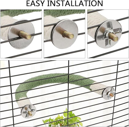 Hypeety Bird Perches Parrot U Shape Natural Wood Hemp Rope Stand Perch Bird Stick Paw Grinding Perch Birdcage Accessories Perch Standing Toy for Budgies Parakeet Cockatiel Conures