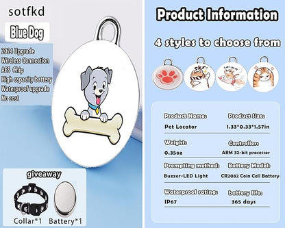 Dog Tracker-Airtag Dog Collar-Android Airtag-GPS Tracker for Dogs-Pet Tracker | Android and iOS Universal | No Charging Required | No Monthly Fee | Waterproof