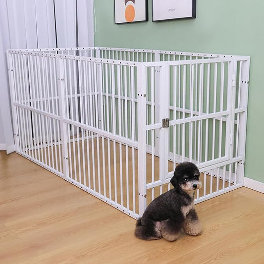 Dog Playpen - 32" Height Dog Pen, Heavy Duty Puppy Pen with Door, Safe & Sturdy, Easy Assemble for Indoor/Outdoor Pet Playpen (6 Panels with Door, White)