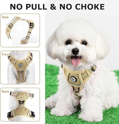 Dog Harness Small Sized Dog, No Pull Pet Harness with 2 Leash Clips, Adjustable Soft Padded Dog Vest Harnesses, Reflective No-Choke Pet Oxford Vest