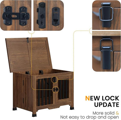 Wooden Dog Crate Furniture,Foldable and Portable Dog Kennel Furniture Indoor,Decorative Dog Crate End Table No Assembly.(Small,Maroon)