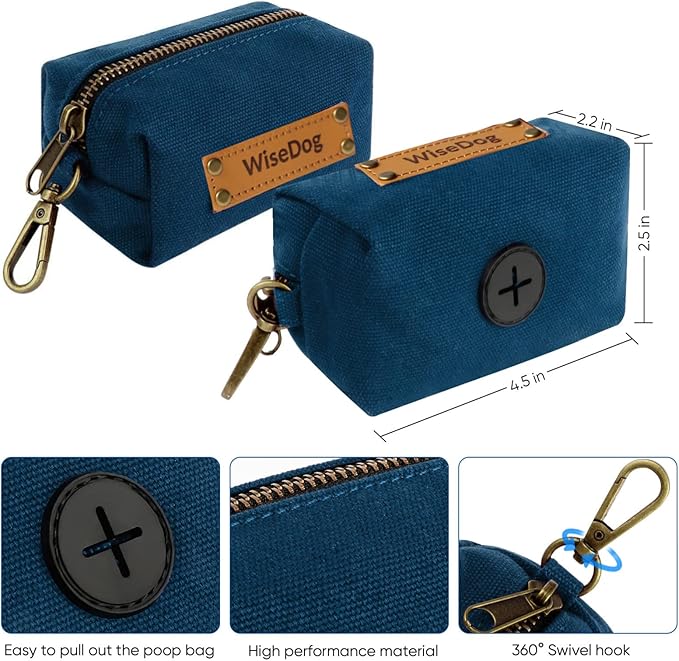 Wisedog Dog Collar and Leash Set, Waterproof Adjustable Puppy Collars with Cute Tag 6FT Dog Leash with Poop Bag for Small Medium Large Dogs (M, Blue)