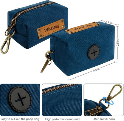 Wisedog Dog Collar and Leash Set, Waterproof Adjustable Puppy Collars with Cute Tag 6FT Dog Leash with Poop Bag for Small Medium Large Dogs (M, Blue)