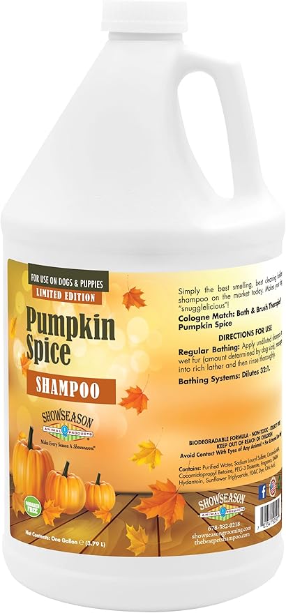 Pumpkin Spice Shampoo for Dogs & Cats 1 Gallon | Cruelty-Free | Paraben-Free | Biodegradable and Non-Toxic | Made in The USA